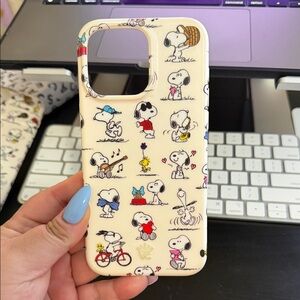 Velvet Caviar Snoopy Moods Patterned Phone Case for iPhone 15 Pro Max - Cream
